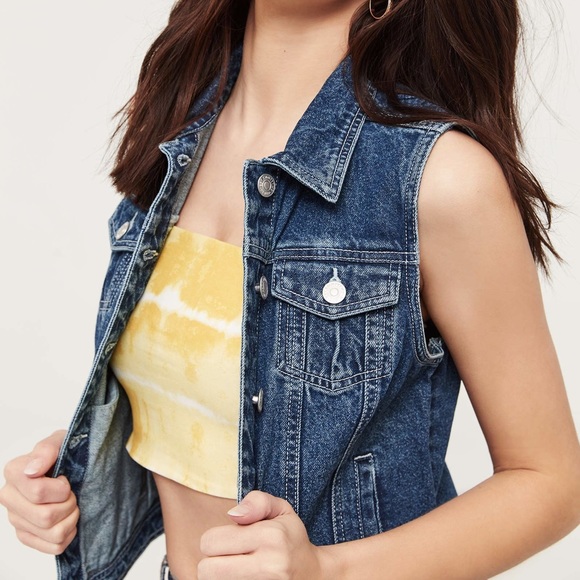 Sleeveless Distressed/Ripped Denim Vest, Size S - Picture 2 of 11